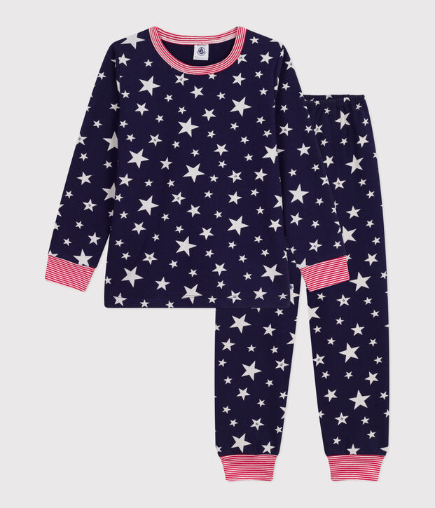 Pyjama enfant en molleton imprim&eacute; &eacute;toiles bleu/blanc