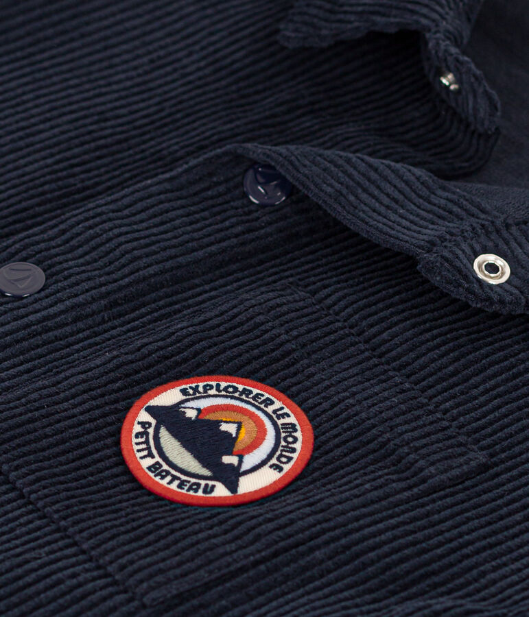 Fluwelen overhemd met dikke ribbels voor jongens blauw