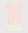 Pyjacourt met zomerfruitprint voor meisjes - dames, van biologisch katoen roze FLEUR/wit MULTICO