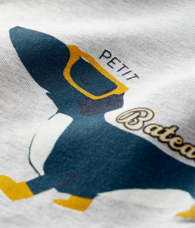 T-shirt baby jongen grijs/geel