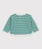 Gestreept T-shirt met lange mouwen in katoen voor baby's groen/beige
