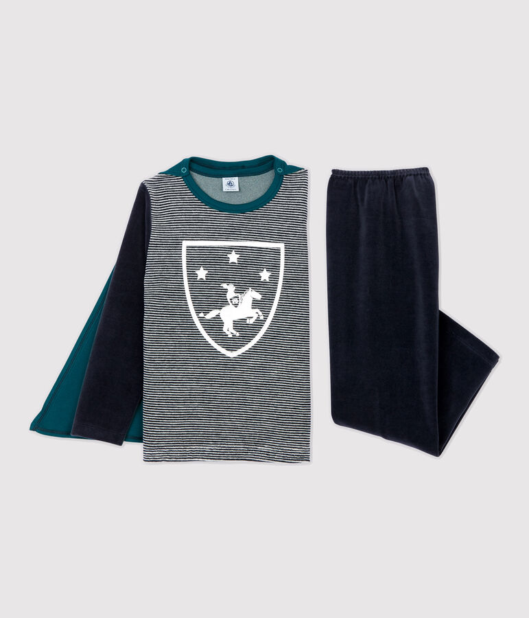 Pyjama de chevalier petit gar&ccedil;on en velours bleu/multicouleur