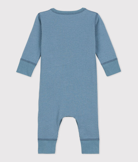 Combinaison longue bébé en maille côtelée bleu ROVER