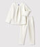 Pyjama étoilé petite fille en tubique blanc MARSHMALLOW/gris ARGENT