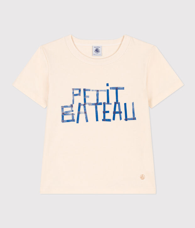 Katoenen T-shirt met korte mouwen voor jongens ecru