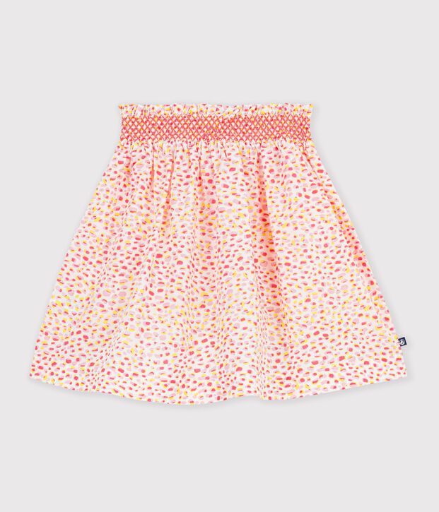 Korte katoenen kinderrok met print wit/multicouleur