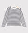 Gestreepte katoenen marinetrui voor dames wit MARSHMALLOW/blauw SMOKING