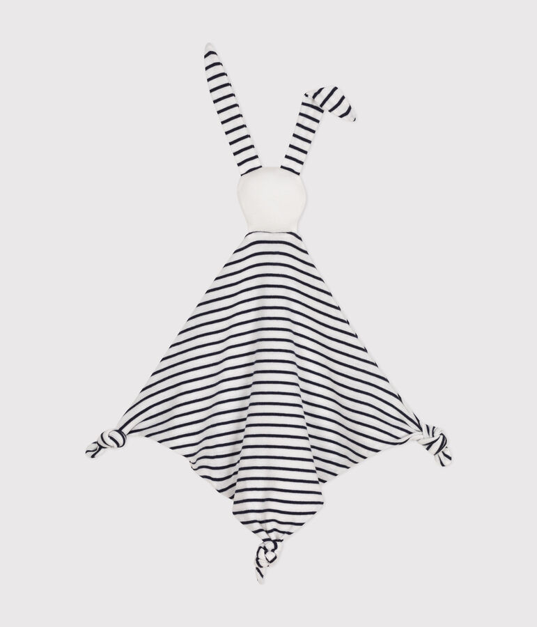 Doudou marini&egrave;re en coton blanc/bleu