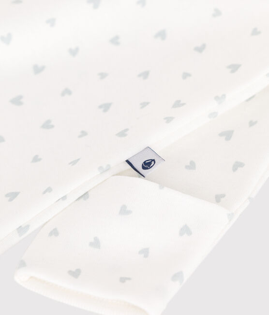 Combisac bébé en coton à col petits cœurs blanc MARSHMALLOW/blanc MULTICO