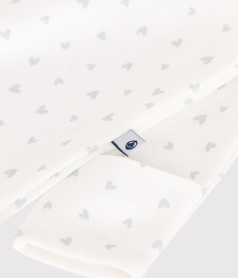 Katoenen pakje/trappelzak met kraag en hartjesprint voor baby's wit/multicouleur