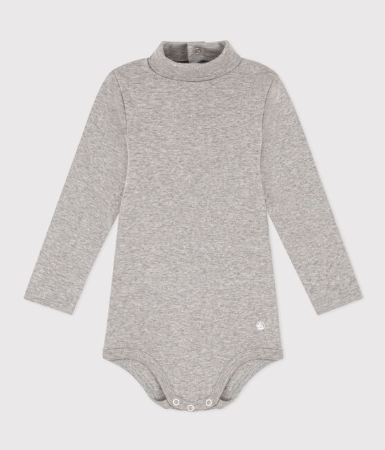 Babybody van katoen met lange mouwen en rolkraag grijs CHATON CHINE