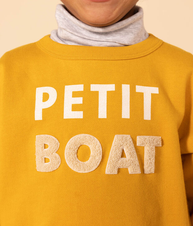 Sweatshirt bedrukt in fleece voor jongens en meisjes geel