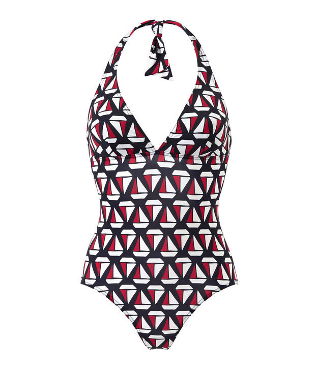 Maillot de bain 1 pi&egrave;ce femme imprim&eacute; bleu/multicouleur