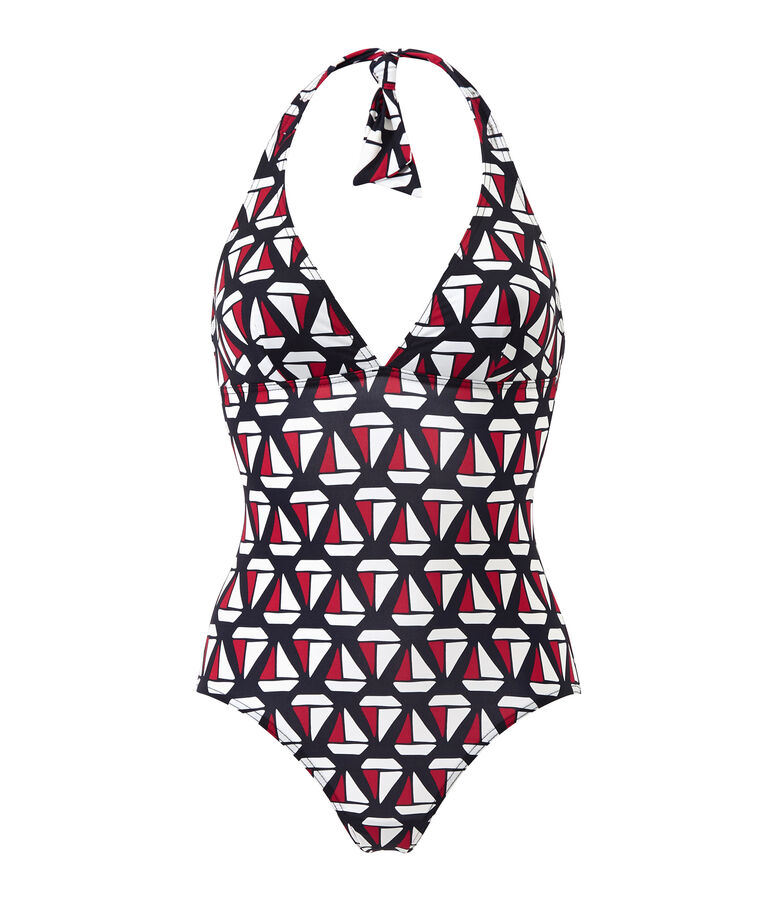 Maillot de bain 1 pi&egrave;ce femme imprim&eacute; bleu/multicouleur