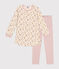 Nachthemd van geruwde fleece met bloemetjesprint voor kinderen roze SALINE/wit MULTICO