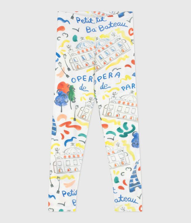 Legging van katoen met print voor kinderen wit/multicouleur