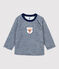 Tee-shirt en laine et coton bébé. bleu MEDIEVAL/blanc MARSHMALLOW
