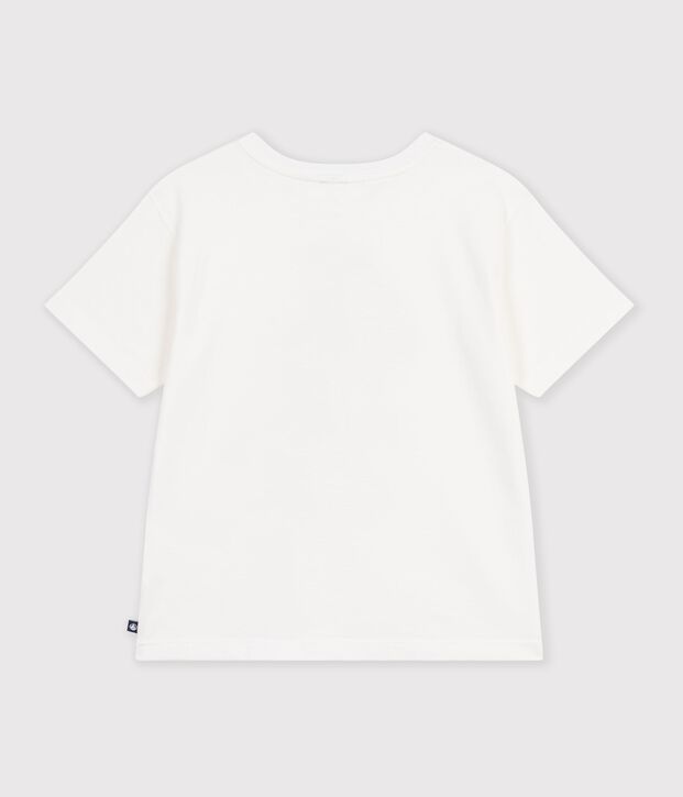 Tee-shirt enfant manches courtes imprim&eacute; blanc