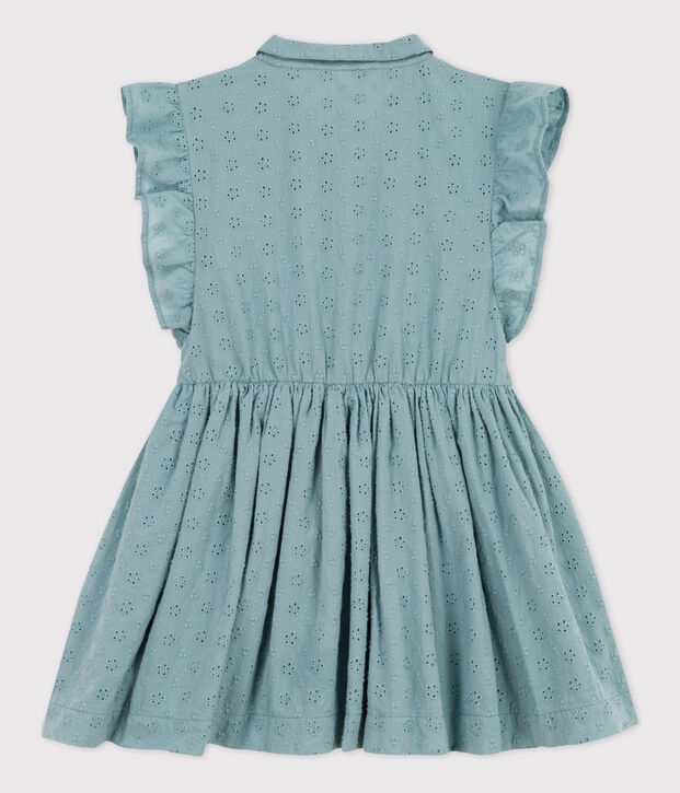 Robe en broderie anglaise enfant fille bleu