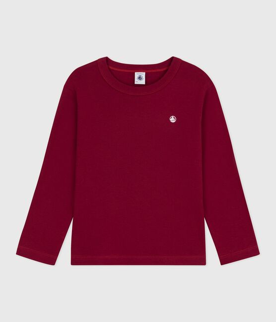 Tee-shirt enfant manches longues en coton uni AMARANTE