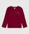 Tee-shirt enfant manches longues en coton uni AMARANTE