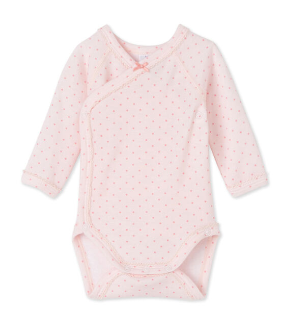 Body naissance bébé fille manches longues laine et coton rose VIENNE/rose GRETEL