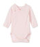 Body naissance bébé fille manches longues laine et coton rose VIENNE/rose GRETEL