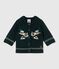 Jacquardgebreid vest in wol/katoen voor babymeisjes groen SHERWOOD/wit MULTICO