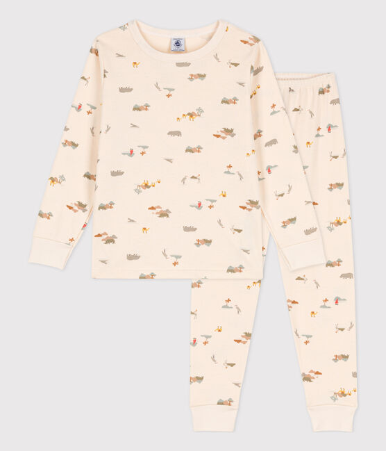 Katoenen pyjama met dierenprint voor kleine meisjes en jongens wit AVALANCHE/ MULTICO