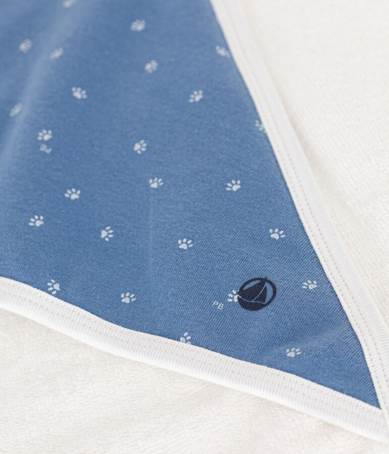 Carr&eacute; de bain en coton bleu/blanc