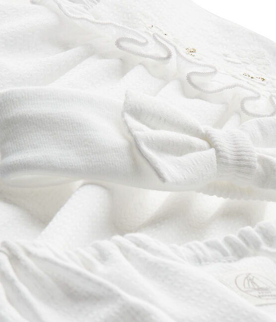 Ensemble bébé fille 3 pièces en popeline blanc ECUME