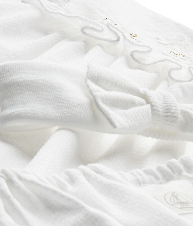 Driedelige set uit popeline voor babymeisjes wit