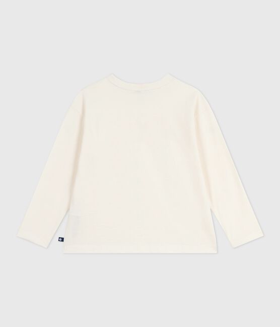 Katoenen T-shirt met lange mouwen en print voor kinderen ecru MILK