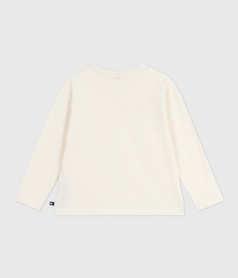 Tee-shirt enfant manches longues en coton imprim&eacute; &eacute;cru