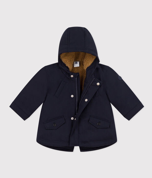 Parka doubl&eacute;e sherpa b&eacute;b&eacute; bleu marine