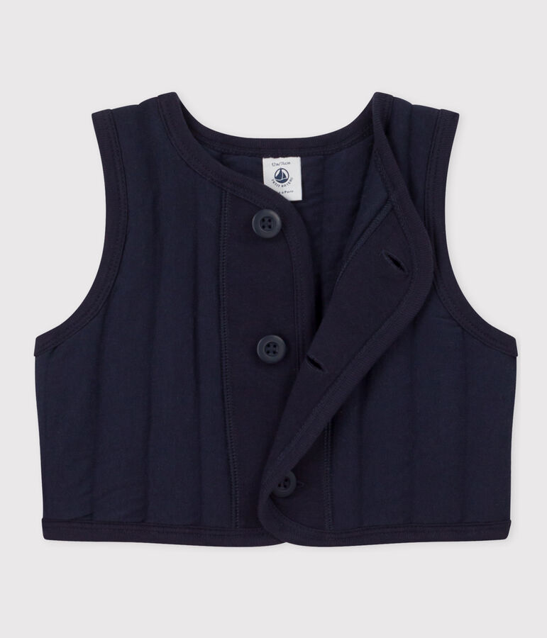 Veste b&eacute;b&eacute; sans manche en tubique matelass&eacute; bleu