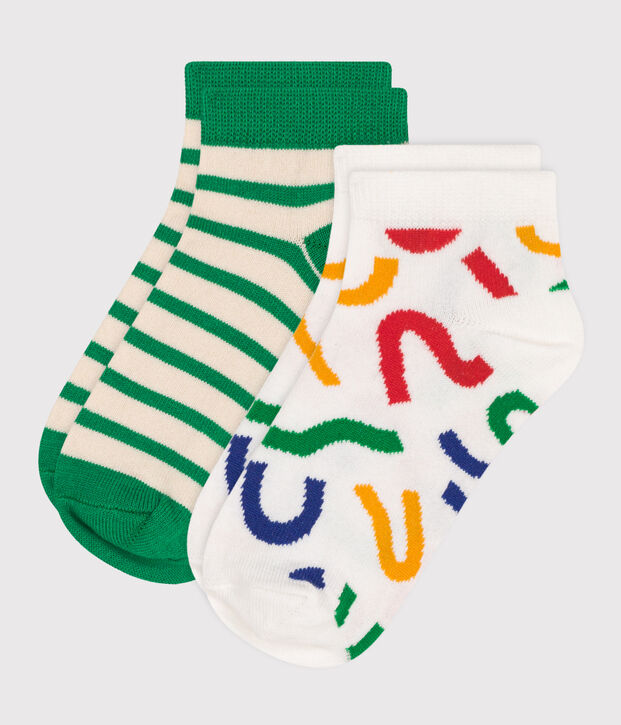 2 paires de chaussettes en coton imprim&eacute;es enfant multicouleur