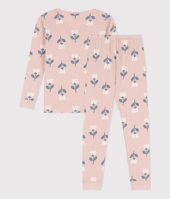 Aansluitende pyjama van katoen voor meisjes roze SALINE/wit MULTICO