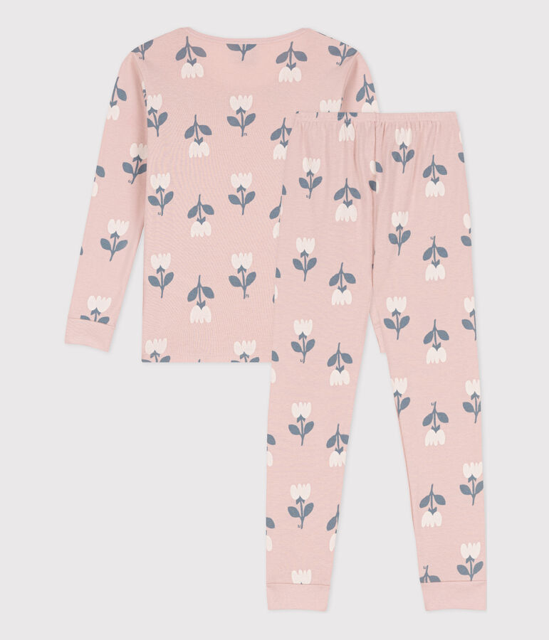 Pyjama ajust&eacute; en coton petite fille rose/multicouleur