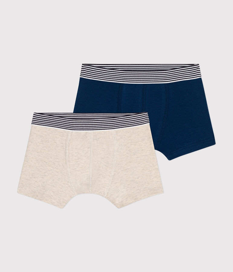 Lot de 2 boxers en coton et &eacute;lasthanne petit gar&ccedil;on multicouleur