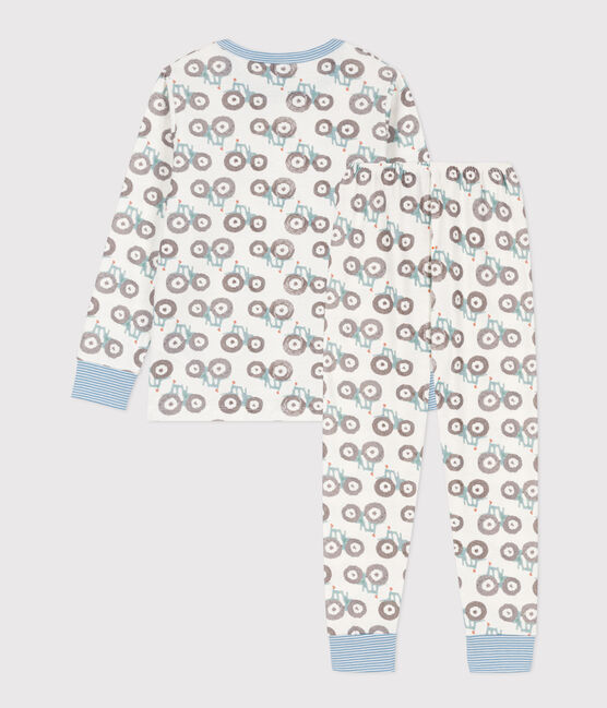 Katoenen trekkerpyjama voor jongens/meisjes wit MARSHMALLOW/wit MULTICO