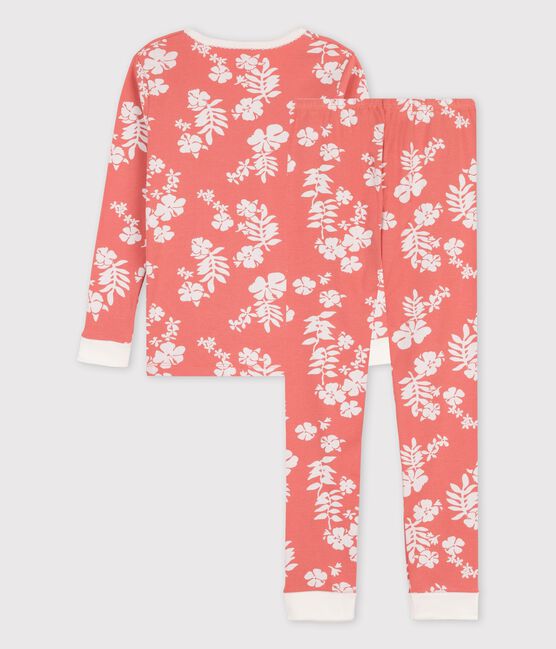 Meisjespyjama met 'snugfit' pasvorm en Hawaïprint in fijn katoen roze PAPAYE/ MARSHMALLOW
