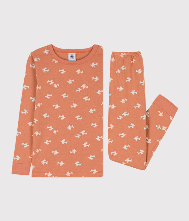 Aansluitende pyjama van katoen voor meisjes roze/ecru