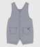 Salopette courte bébé en toile rayée bleu MEDIEVAL/blanc MARSHMALLOW