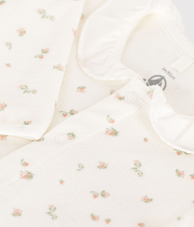 Pyjama en velours b&eacute;b&eacute; blanc/multicouleur