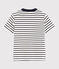 Jersey T-shirt met korte mouwen voor jongens wit MARSHMALLOW/blauw SMOKING