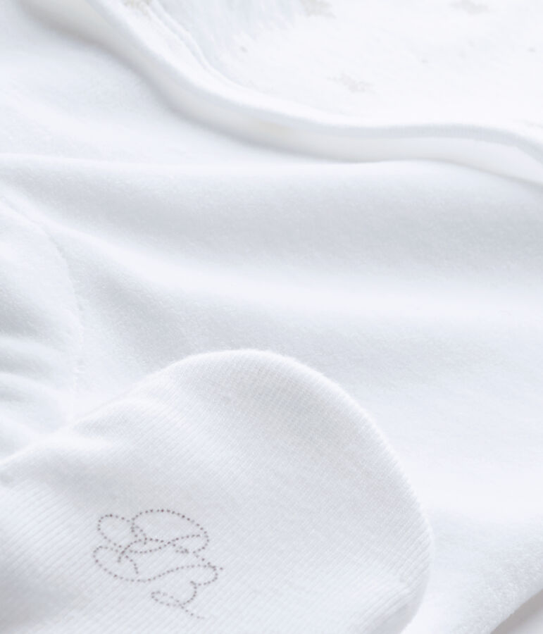 Uniseks hemdoverall uit twee stoffen wit ECUME/bruin SHITAKE