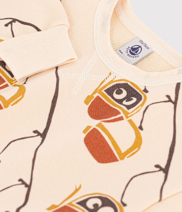 Sweatshirt in molton met print voor baby's. ecru/multicouleur