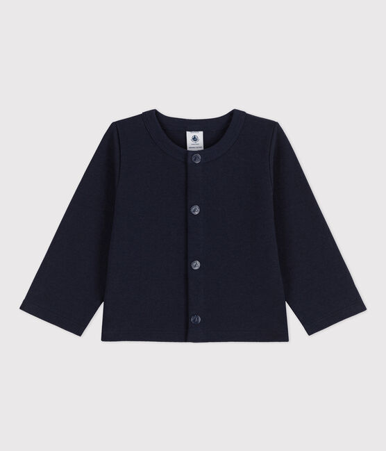 Cardigan bébé uni en jersey épais bleu SMOKING