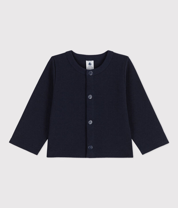 Cardigan b&eacute;b&eacute; uni en jersey &eacute;pais bleu marine